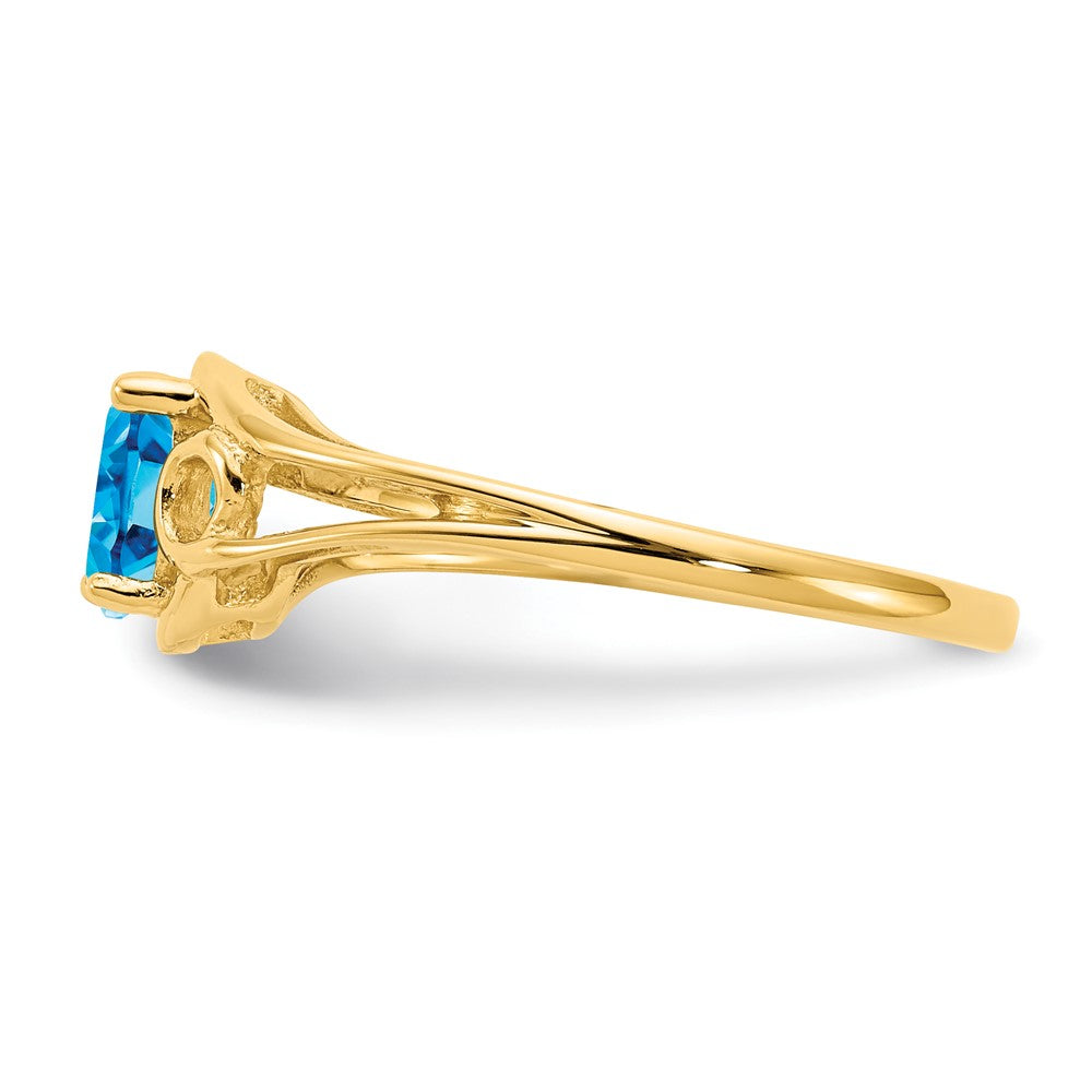 14k 6x4mm Oval Blue Topaz ring