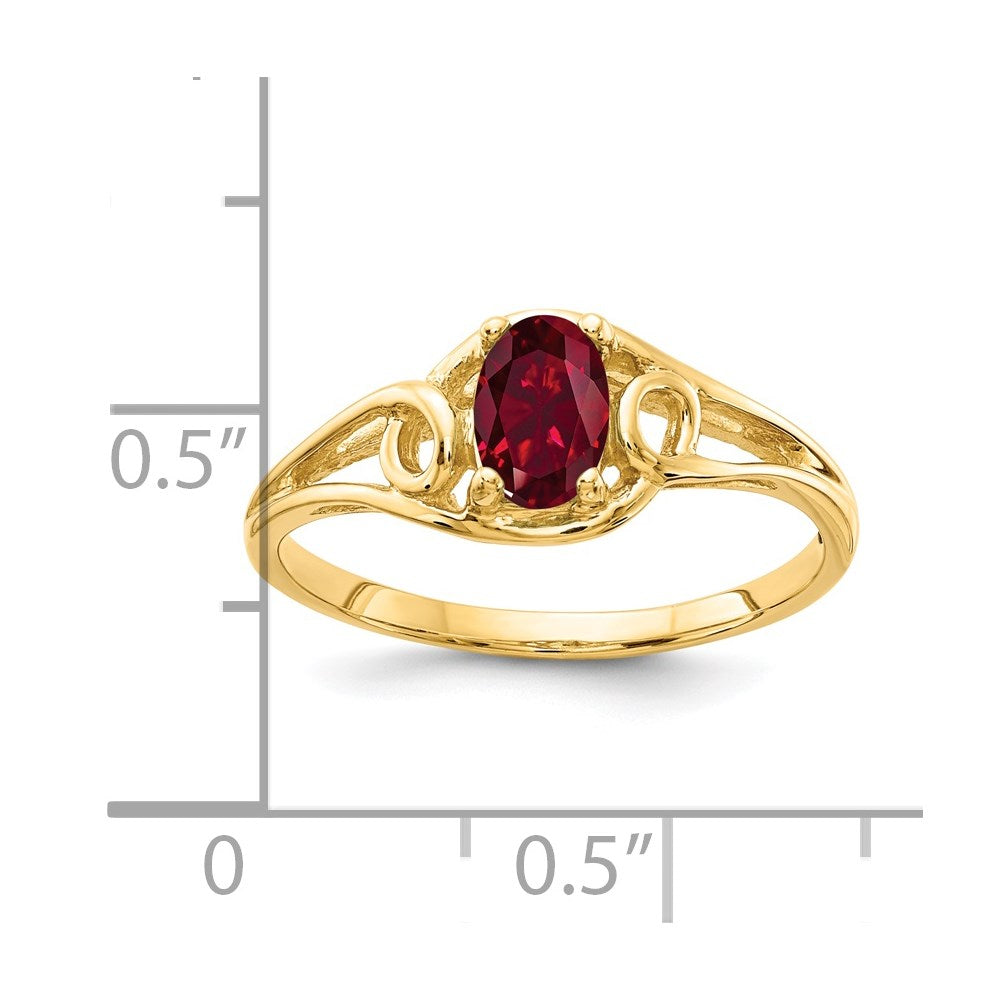 14k 6x4mm Oval Created Ruby ring