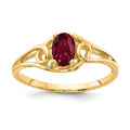 14k 6x4mm Oval Created Ruby ring