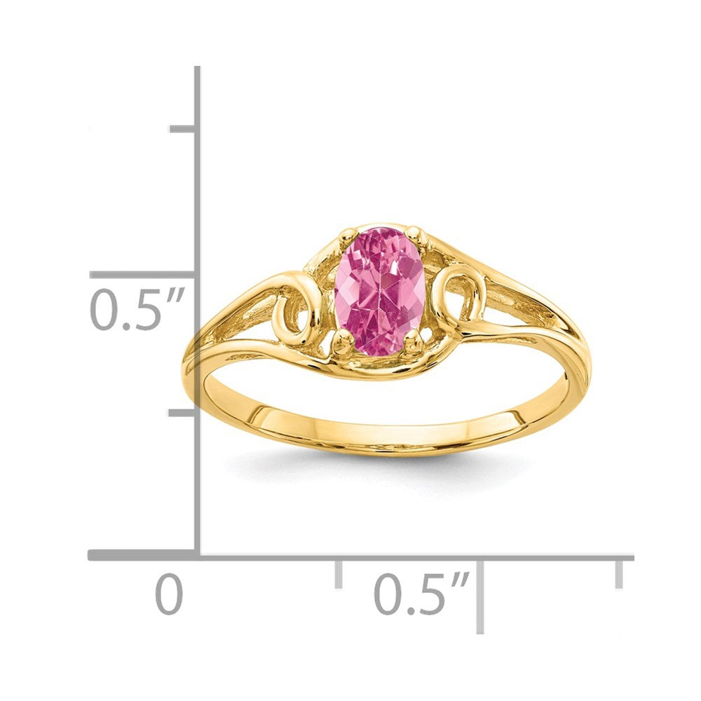 14k 6x4mm Oval Pink Tourmaline Ring
