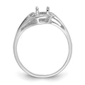 14k White Gold Polished 6x4 Oval Gemstone Ring Mounting