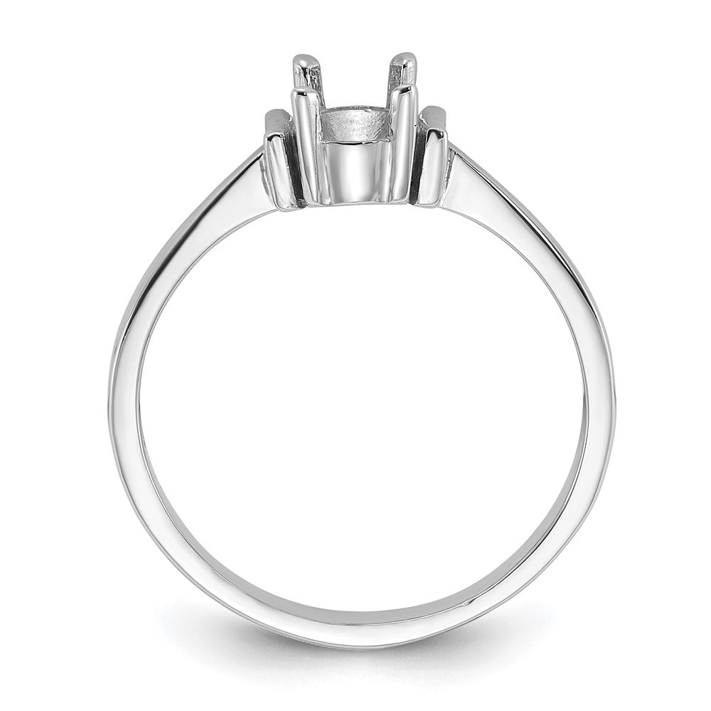 14k White Gold Polished 7x5 Oval Gemstone Ring Mounting