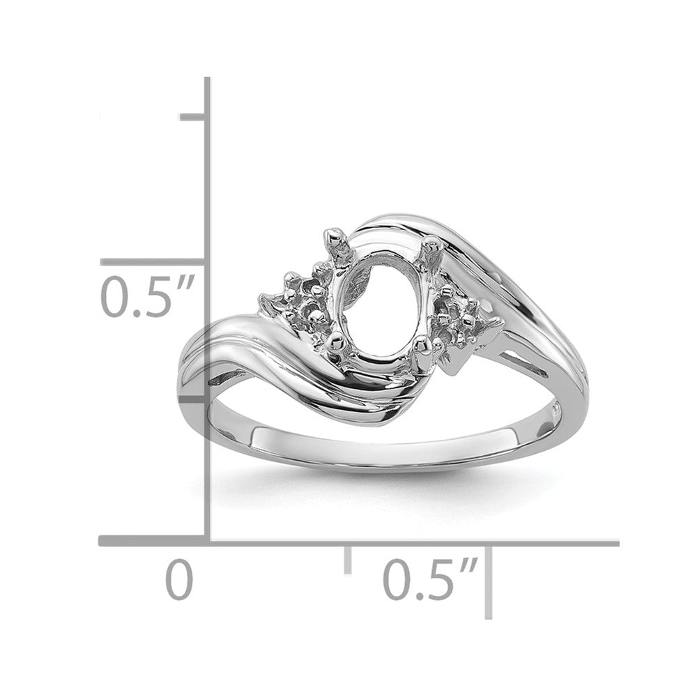 14k White Gold Diamond / 7x5mm Oval Gemstone Ring Mounting