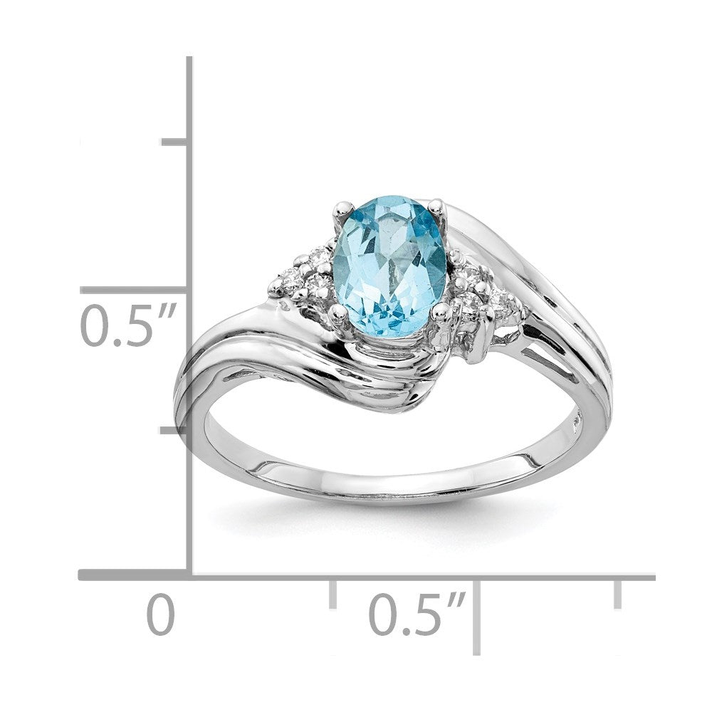 14k White Gold 7x5mm Oval Blue Topaz VS Diamond ring