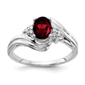 14k White Gold 7x5mm Oval Garnet A Diamond ring