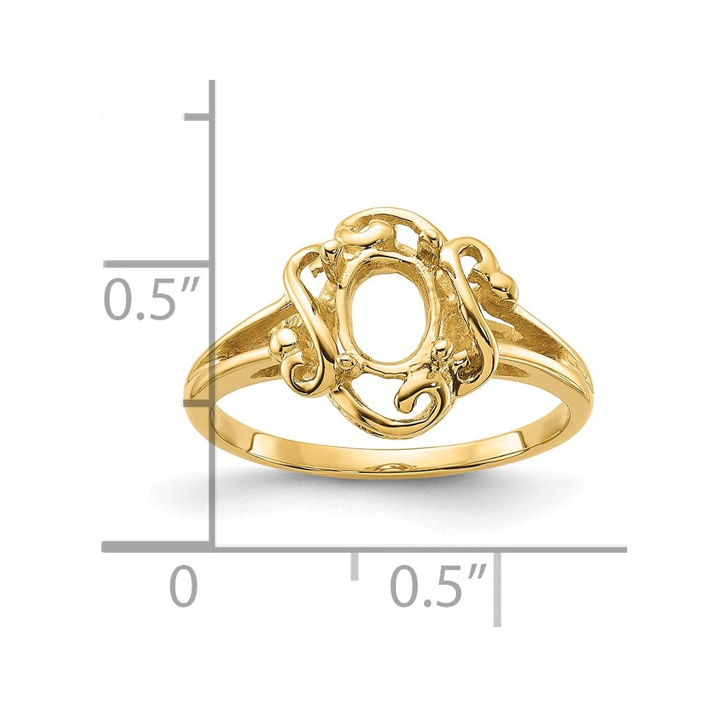 14k Polished 7x5 Oval Gemstone Ring Mounting