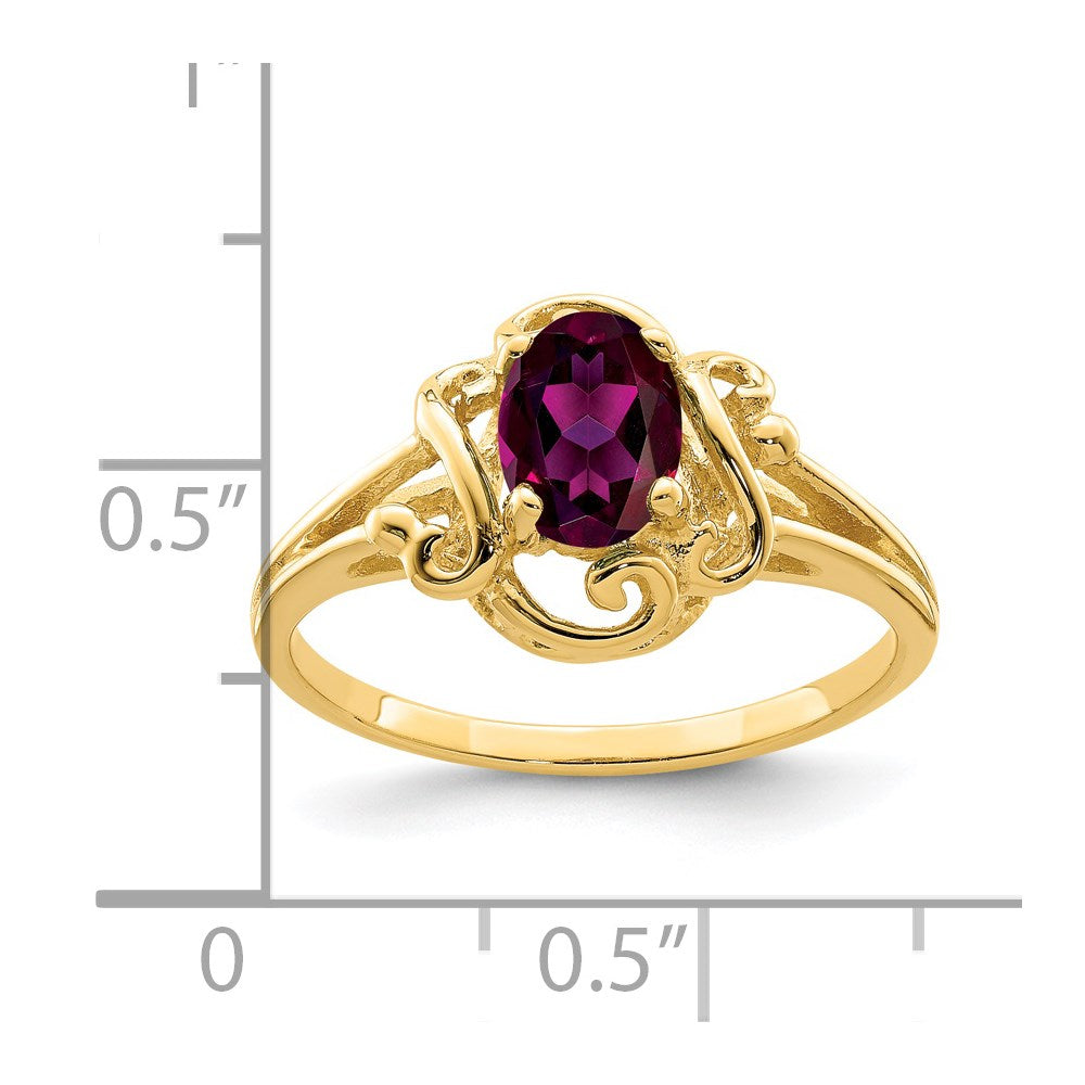 14k 7x5mm Oval Rhodolite Garnet ring