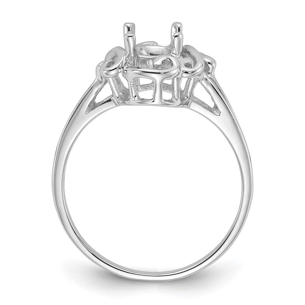 14k White Gold Polished 7x5 Oval Gemstone Ring Mounting