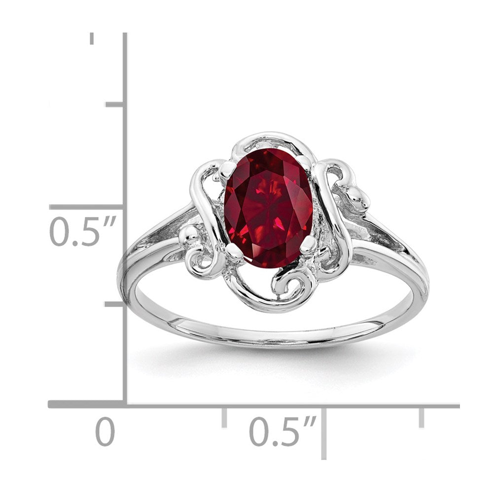 14k White Gold 7x5mm Oval Created Ruby ring