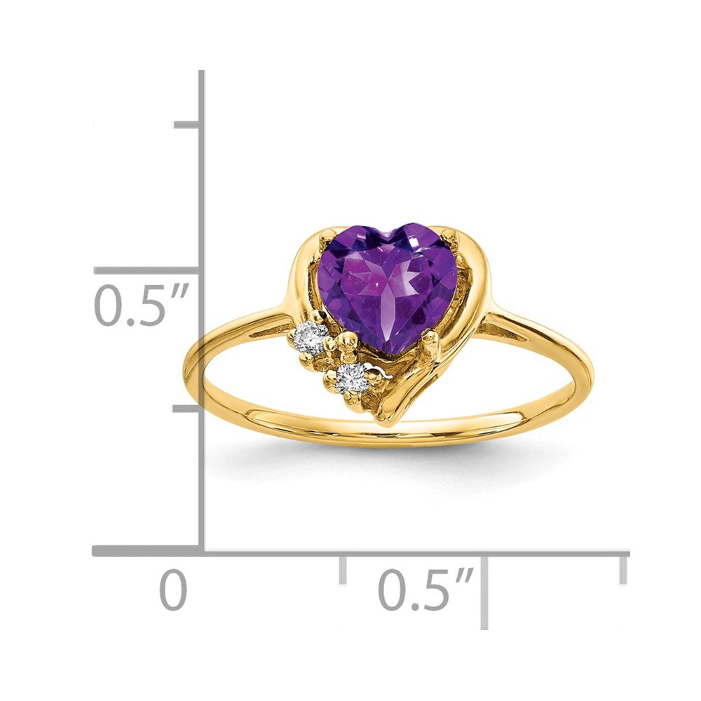 14k 6mm Heart Amethyst VS Diamond ring