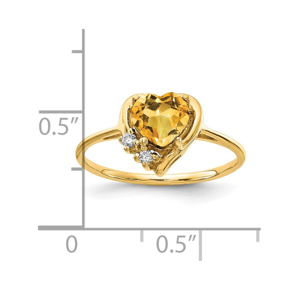 14k 6mm Heart Citrine AAA Diamond ring