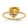 14k 6mm Heart Citrine VS Diamond ring