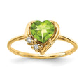 14k 6mm Heart Peridot VS Diamond ring