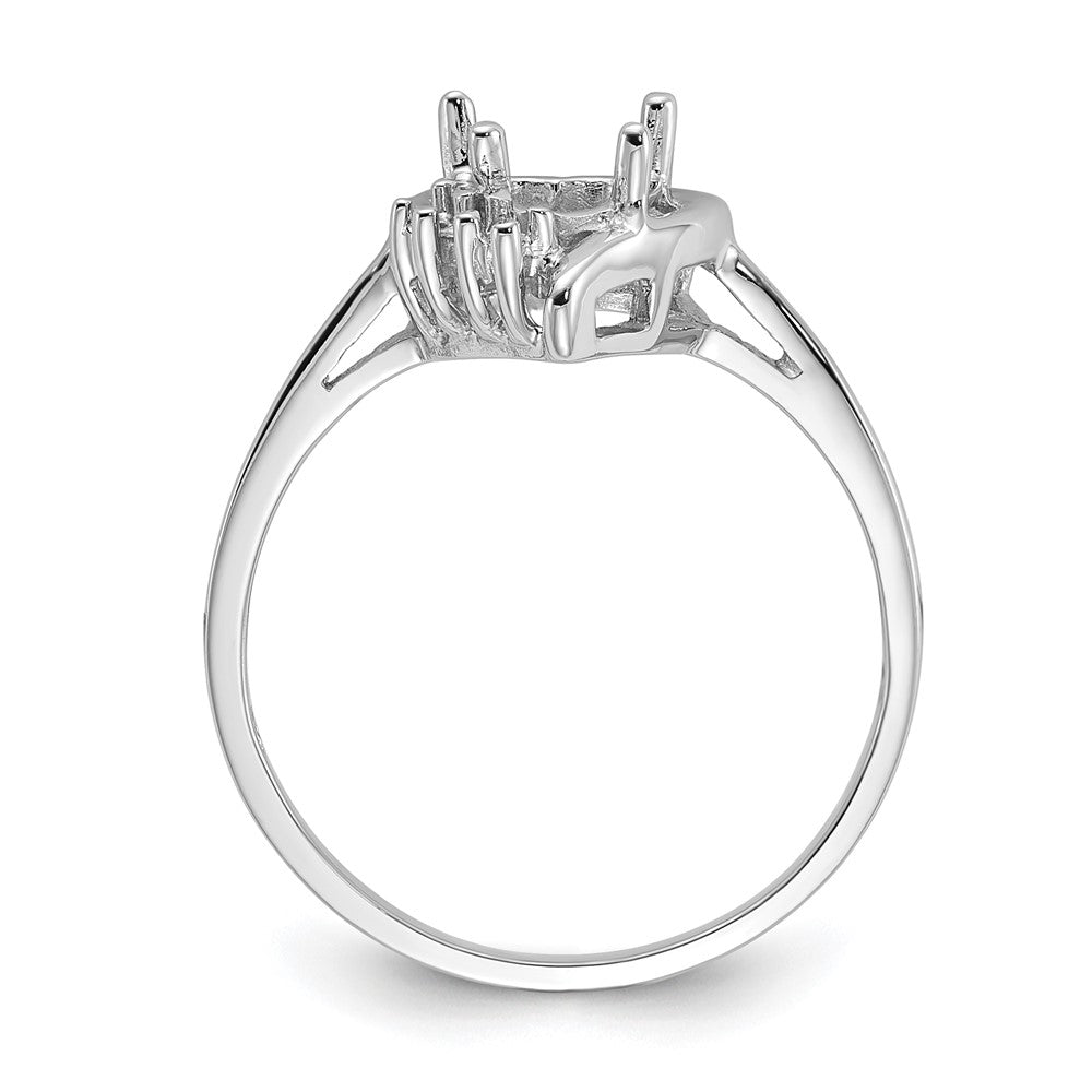 14k White Gold Polished .03ct. Diamond & 6mm Heart Gemstone Ring Mounting