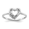 14k White Gold Polished .03ct. Diamond & 6mm Heart Gemstone Ring Mounting