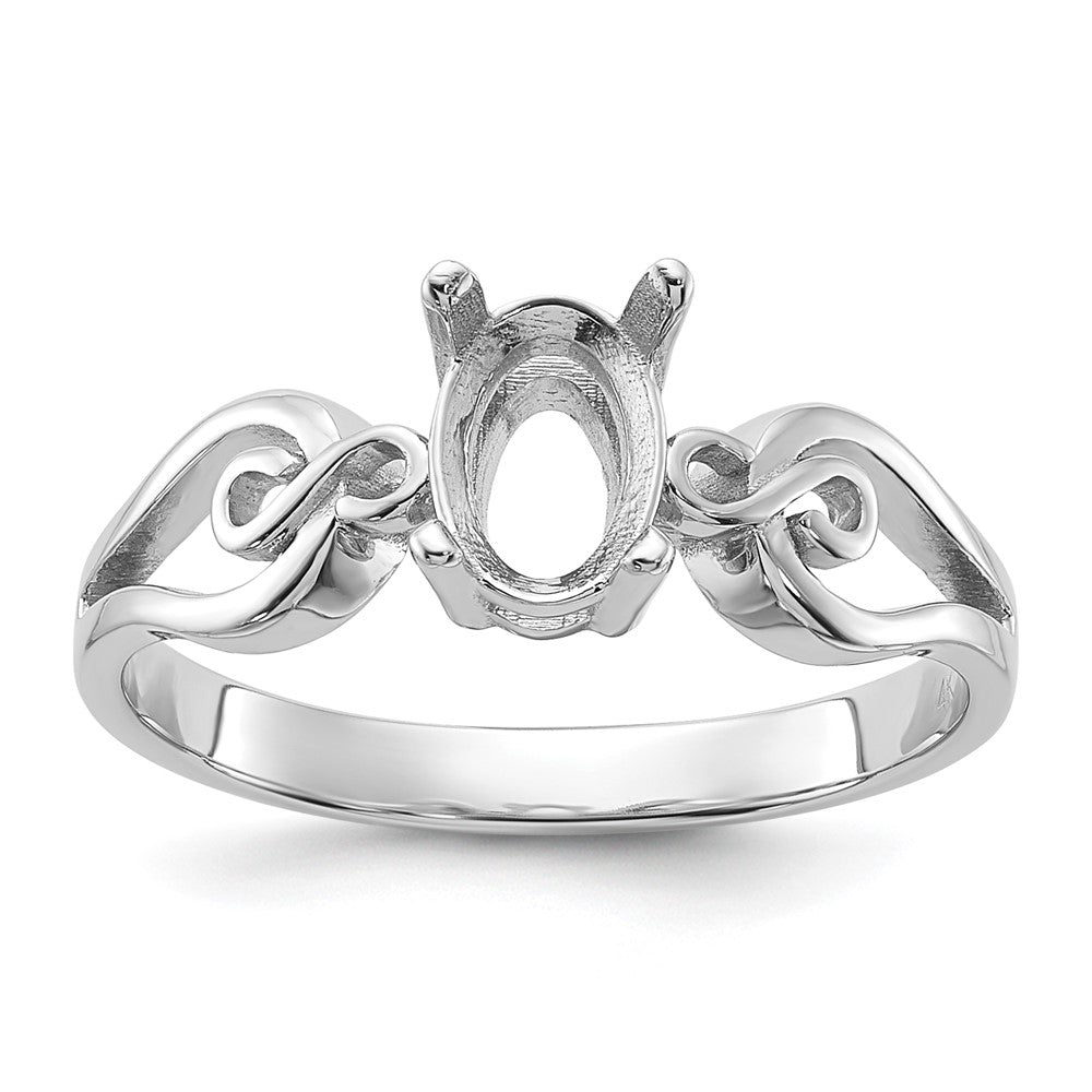 14k White Gold Polished7x5Oval Gemstone Ring Mounting