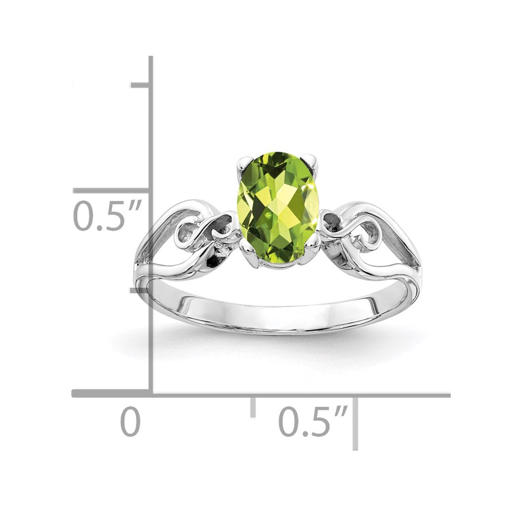14k White Gold 8x6mm Oval Peridot ring