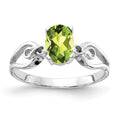 14k White Gold 8x6mm Oval Peridot ring