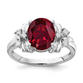 14k White Gold 10x8mm Oval Created Ruby VS Diamond ring