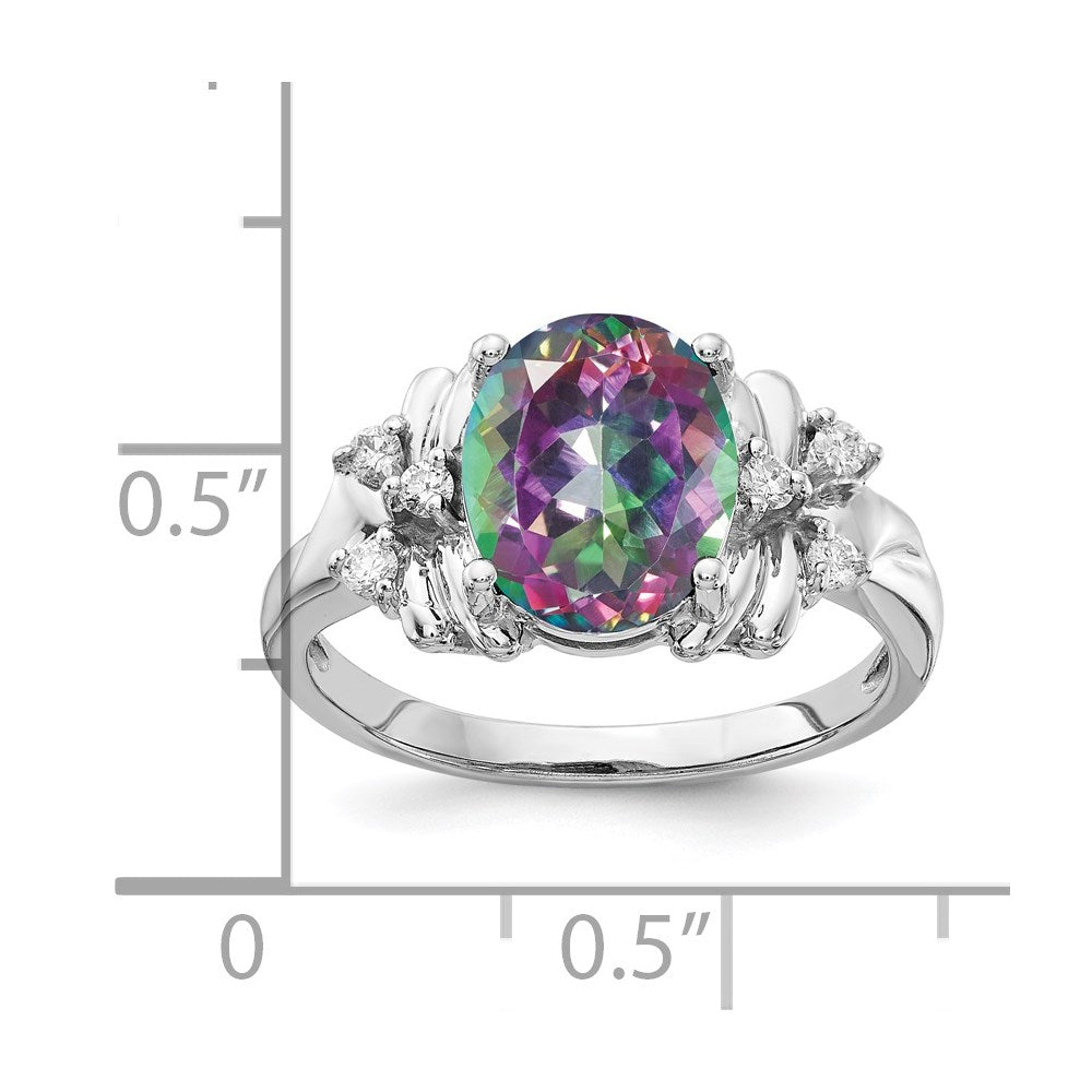 14k White Gold 10x8mm Oval Fire Topaz A Diamond ring