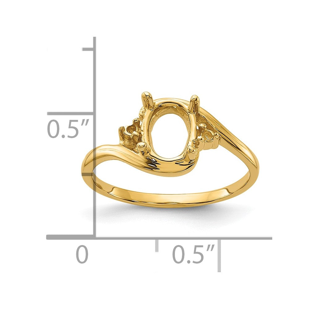 14k Polished .04ct. Diamond & 8x6 Oval Gemstone Ring Mounting