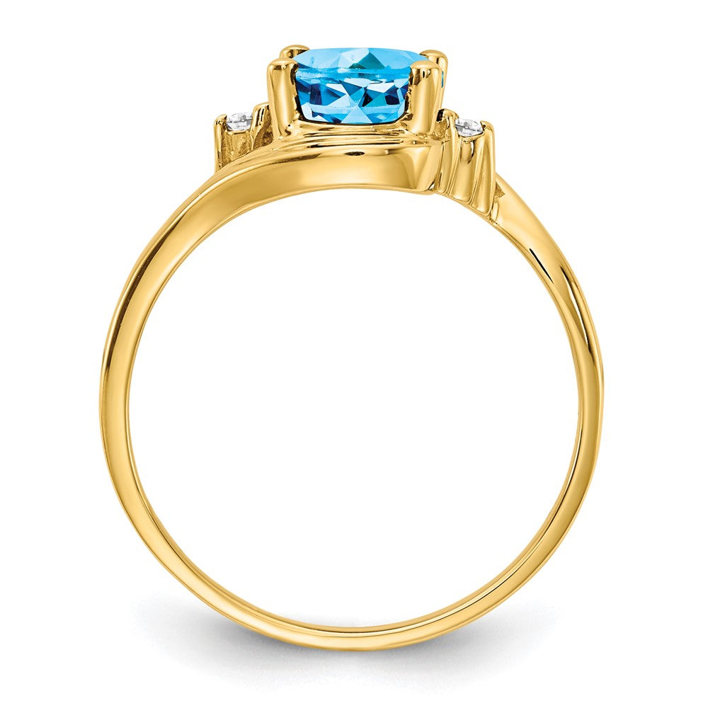 14k 8x6mm Oval Blue Topaz A Diamond ring