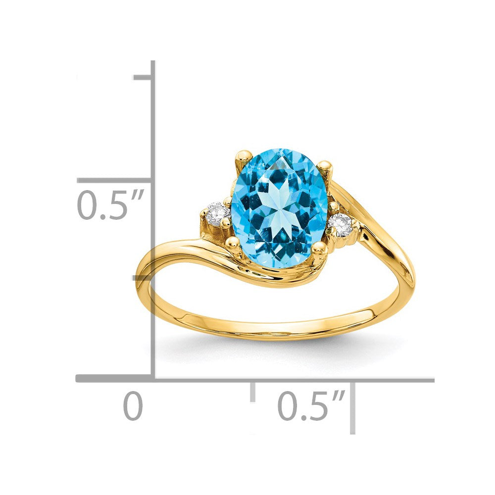 14k Blue Topaz Diamond ring