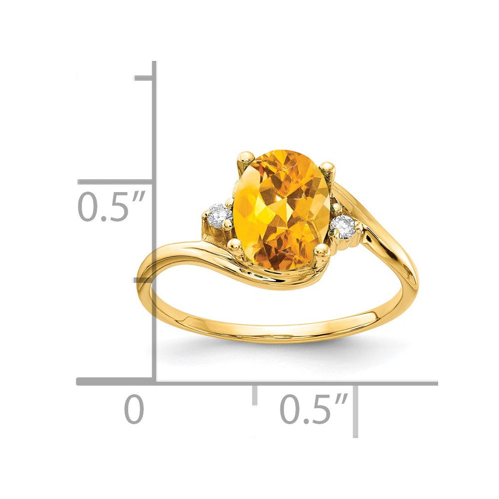 14k 8x6mm Oval Citrine VS Diamond ring