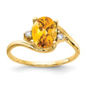 14k 8x6mm Oval Citrine AA Diamond ring