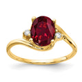14k 8x6mm Oval Created Ruby A Diamond ring