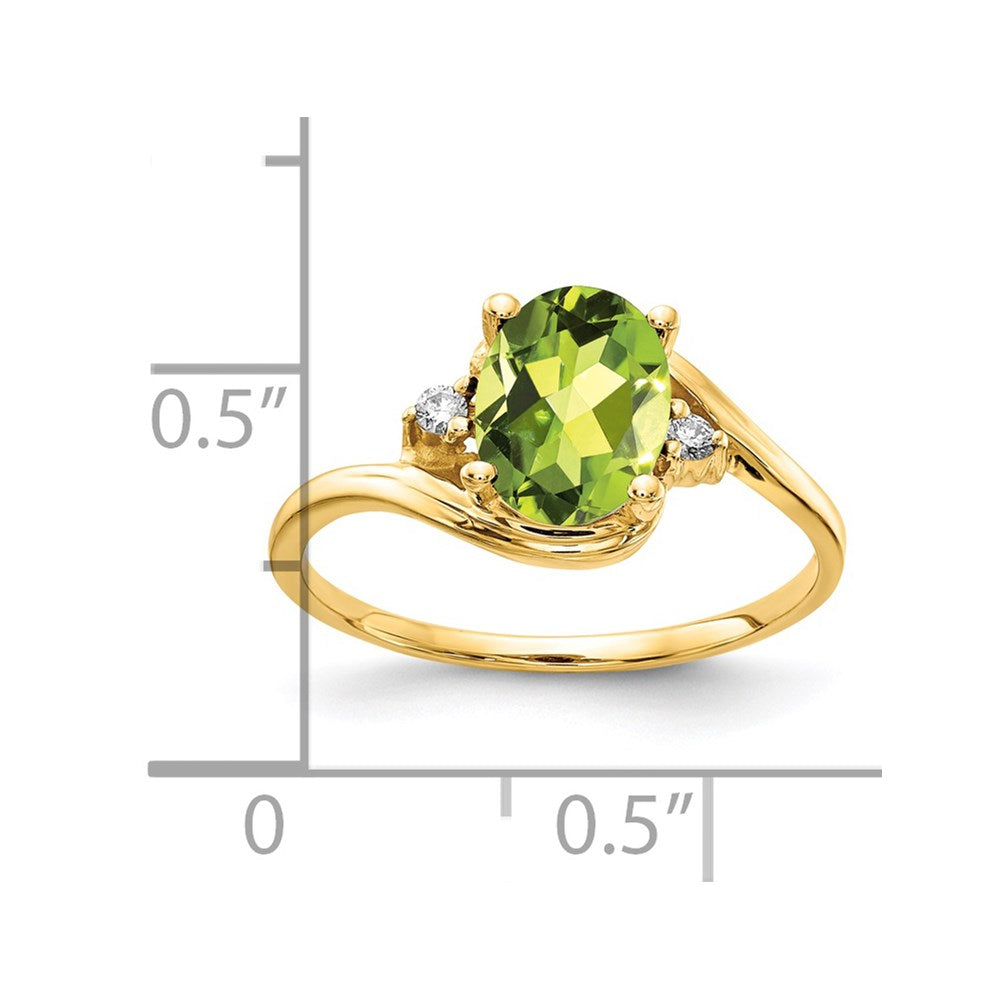 14k 8x6mm Oval Peridot A Diamond ring