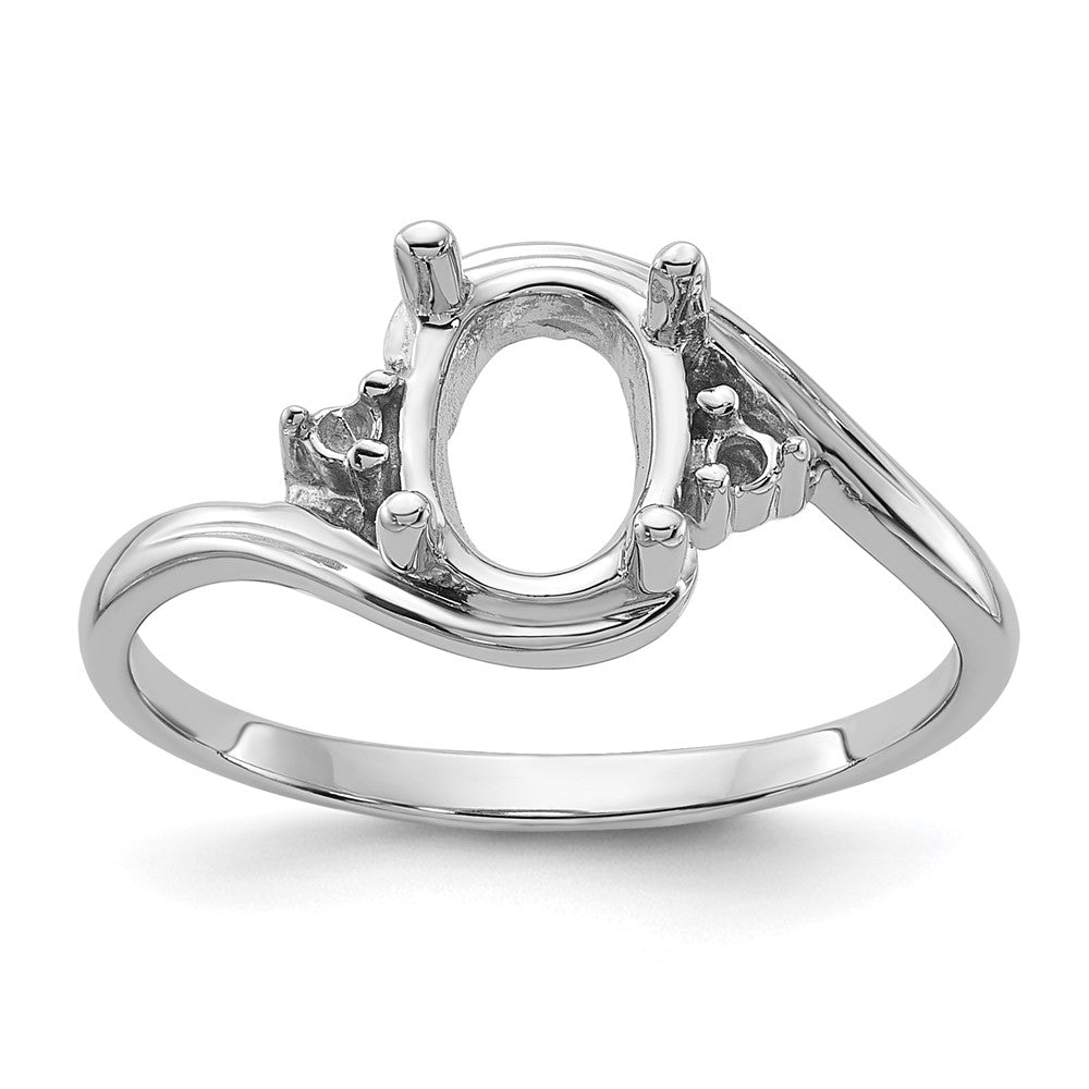 14k White Gold .03ct. Diamond / 8x6 Oval Gemstone Ring Mounting
