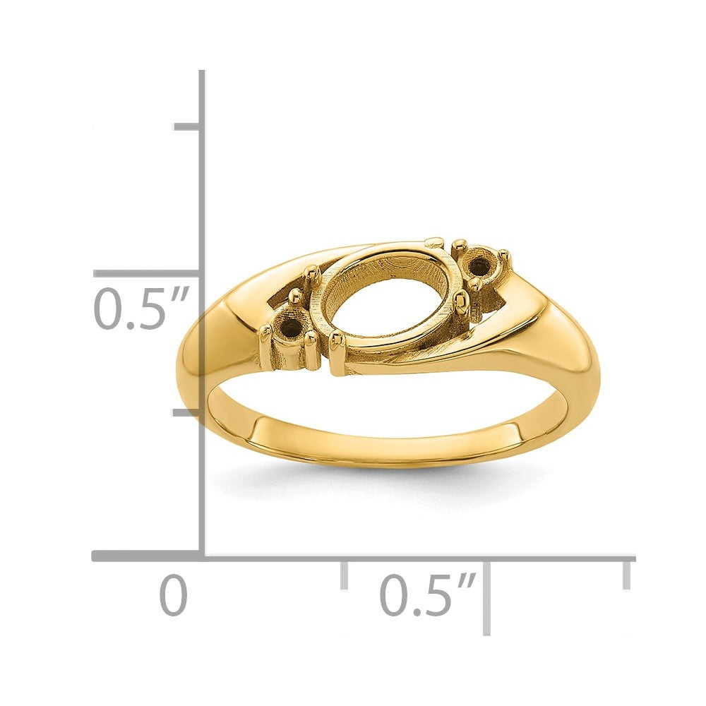 14k Polished .06ct. Diamond & 7x5 Oval Gemstone Ring Mounting