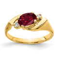 14k 7x5mm Oval Created Ruby VS Diamond ring