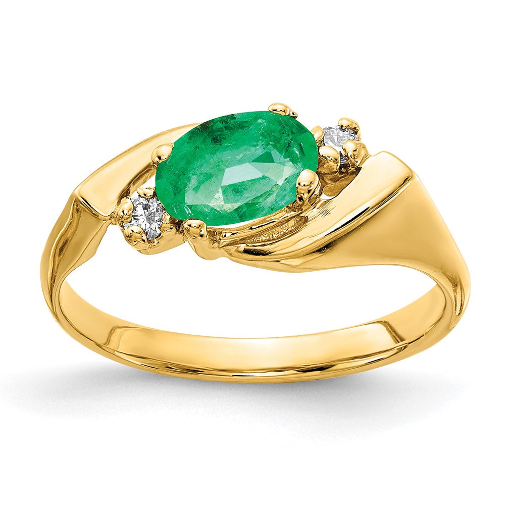 14k 7x5mm Oval Emerald VS Diamond ring