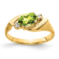 14k 7x5mm Oval Peridot Checker AA Diamond ring