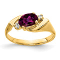14k 7x5mm Oval Rhodolite Garnet AA Diamond ring