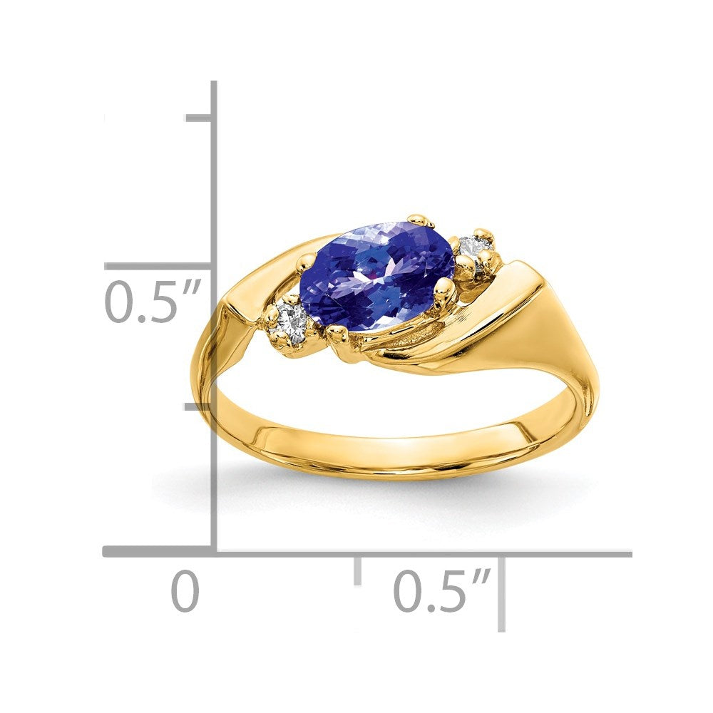 14k 7x5mm Oval Tanzanite AA Diamond ring