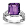 14k White Gold 12x10mm Emerald Cut Amethyst AAA Diamond ring