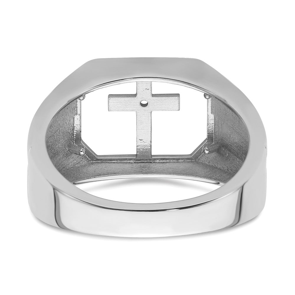 14k White Gold Mens Cross Ring Mounting
