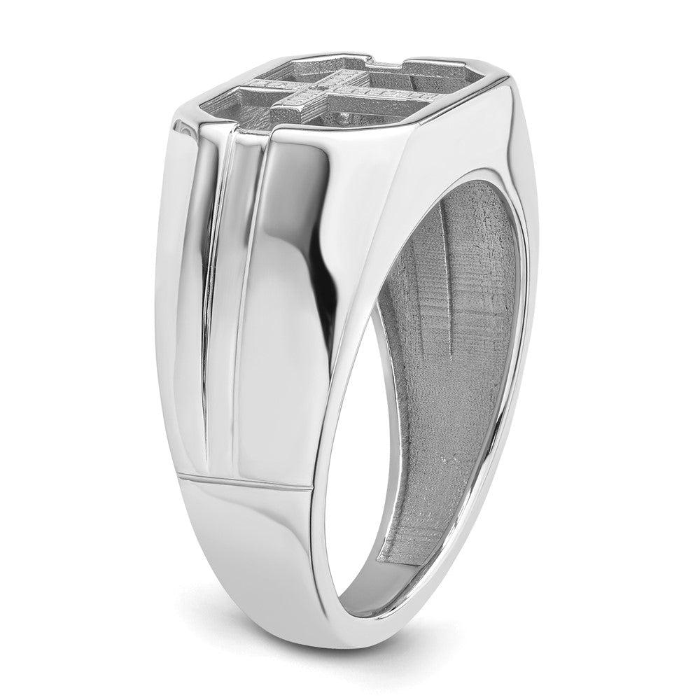 14k White Gold Mens Cross Ring Mounting