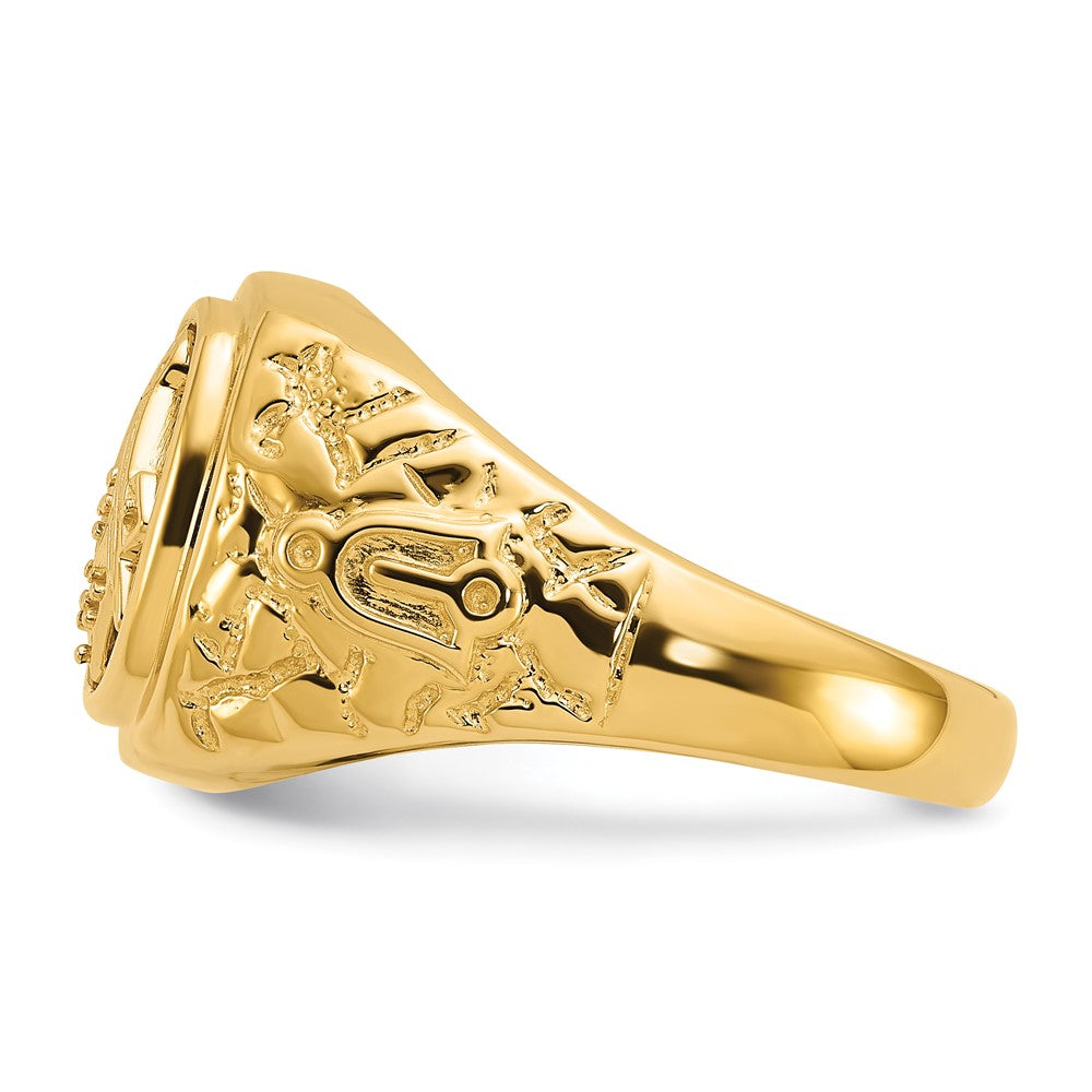 14k Polished and Nugget Texture Masonic Ring Mounting