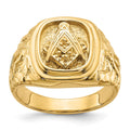14k Polished and Nugget Texture Masonic Ring Mounting