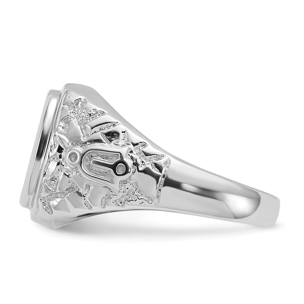14k White Gold Men's Polished and Textured Masonic Ring Mounting