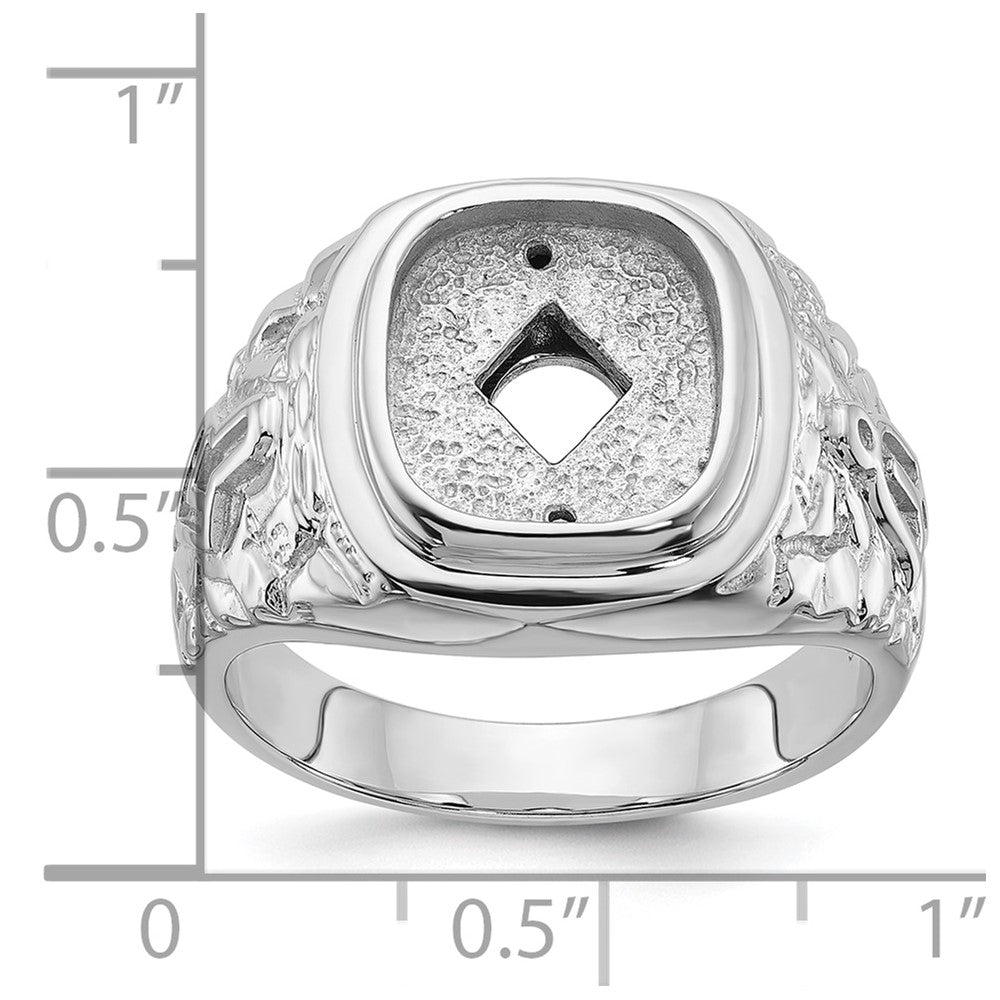 14k White Gold Men's Polished and Textured Masonic Ring Mounting