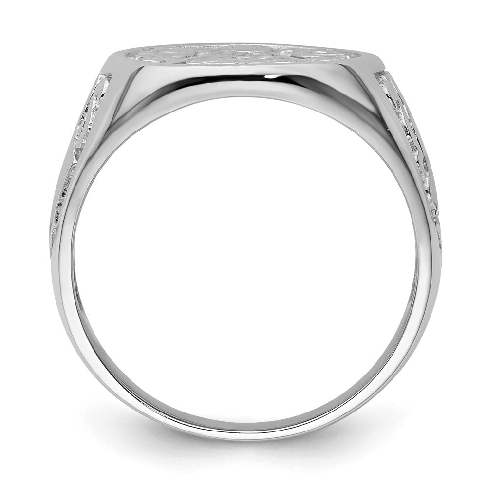 14k White Gold Men's Polished and Grooved (No Enamel) Masonic Ring