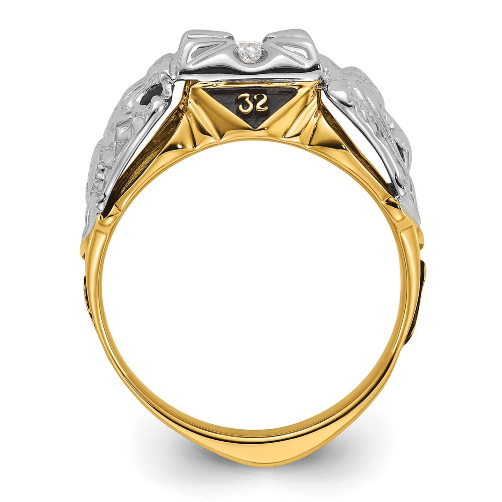 14k Two-tone Men's Polished and Textured Masonic Ring Mounting