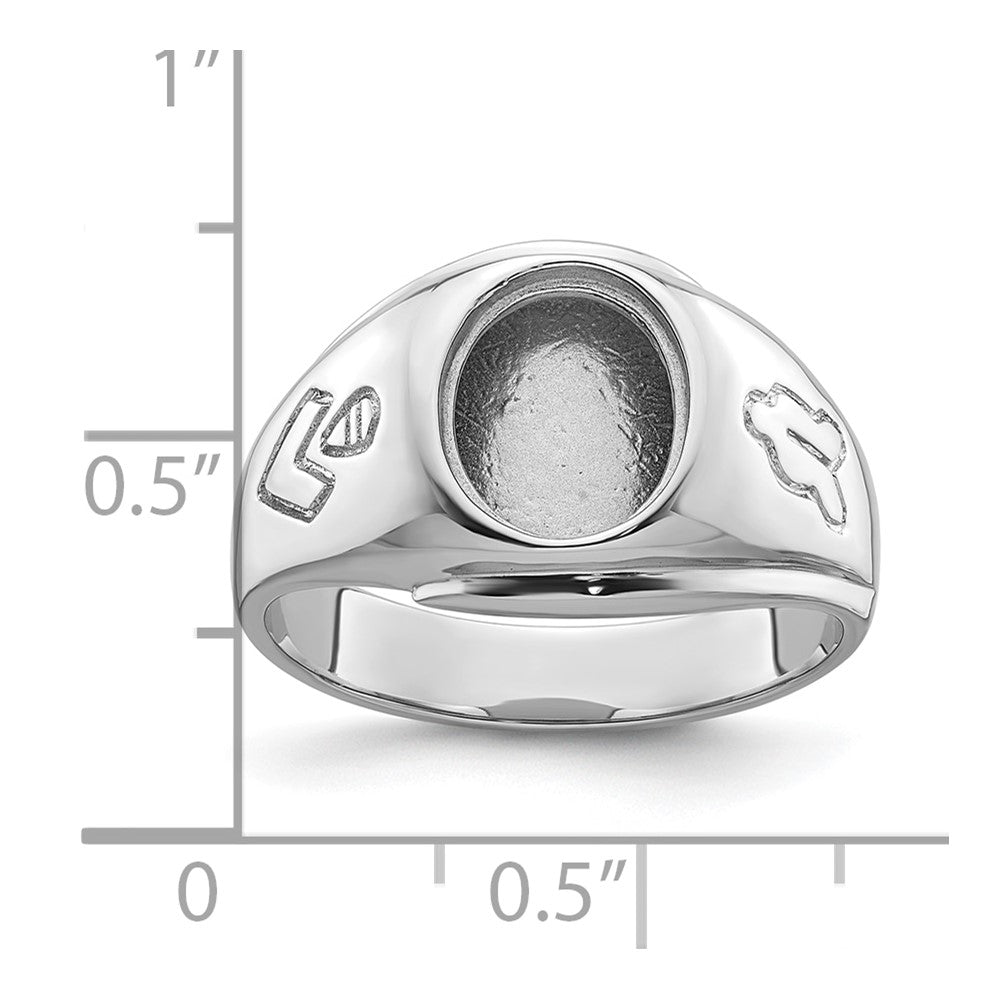 14k White Gold Men's Polished and Grooved Masonic Ring Mounting