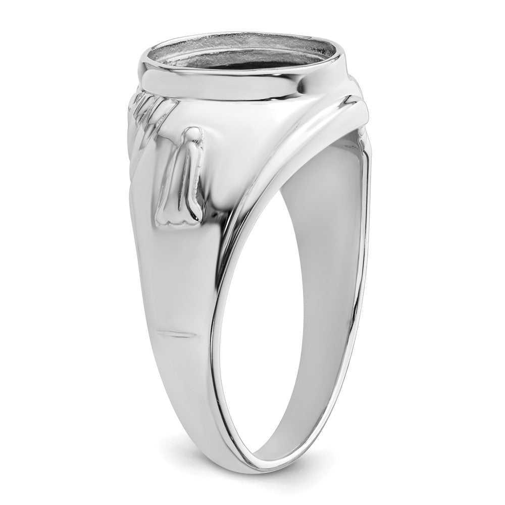 14k White Gold Men's Polished and Textured Masonic Ring Mounting