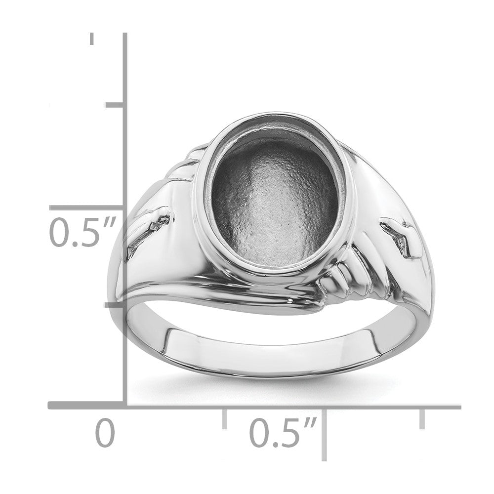 14k White Gold Men's Polished and Textured Masonic Ring Mounting